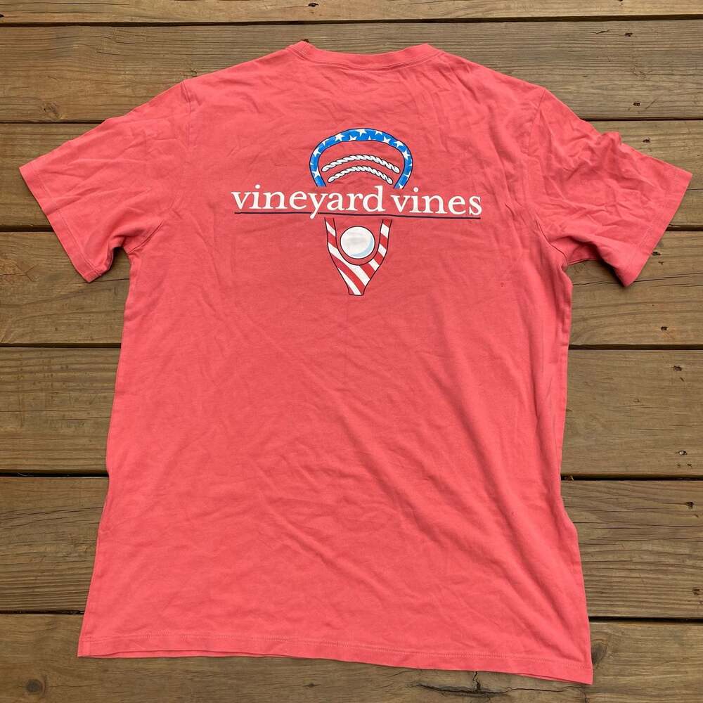 Vineyard Vines Men's Short Sleeve Lacrosse American Flag Pocket T-Shirt